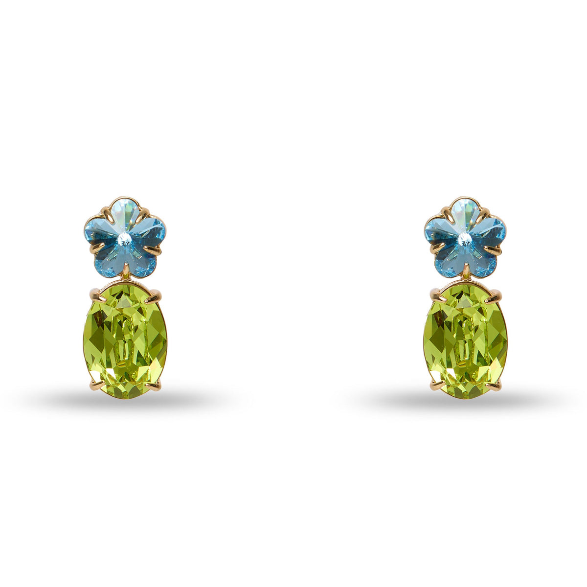 Lele Sadoughi EARRINGS AQUAMARINE CITRIS SWAROVSKI FLORAL CRYSTAL EARRINGS