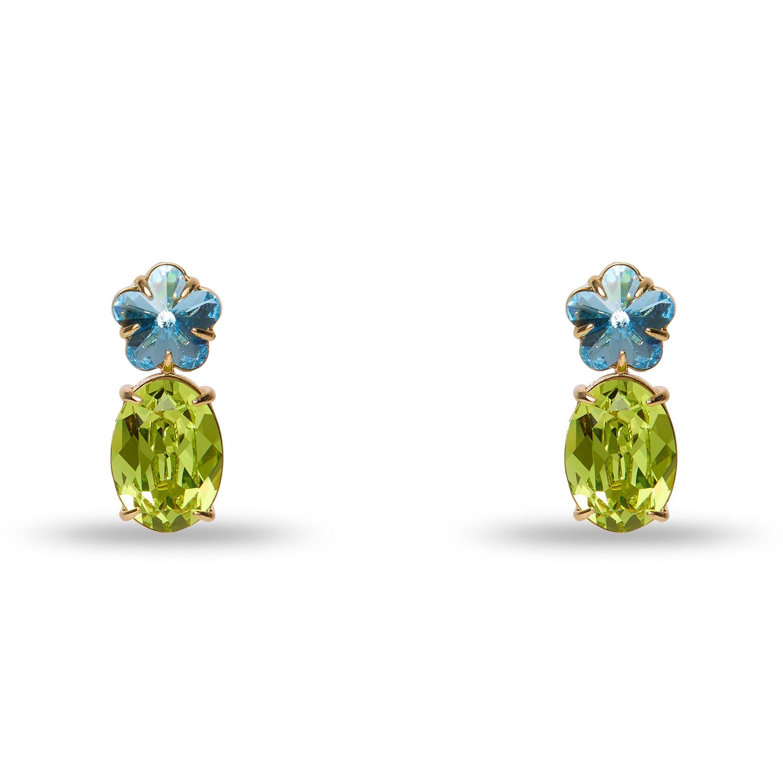 Lele Sadoughi EARRINGS AQUAMARINE CITRIS SWAROVSKI FLORAL CRYSTAL EARRINGS