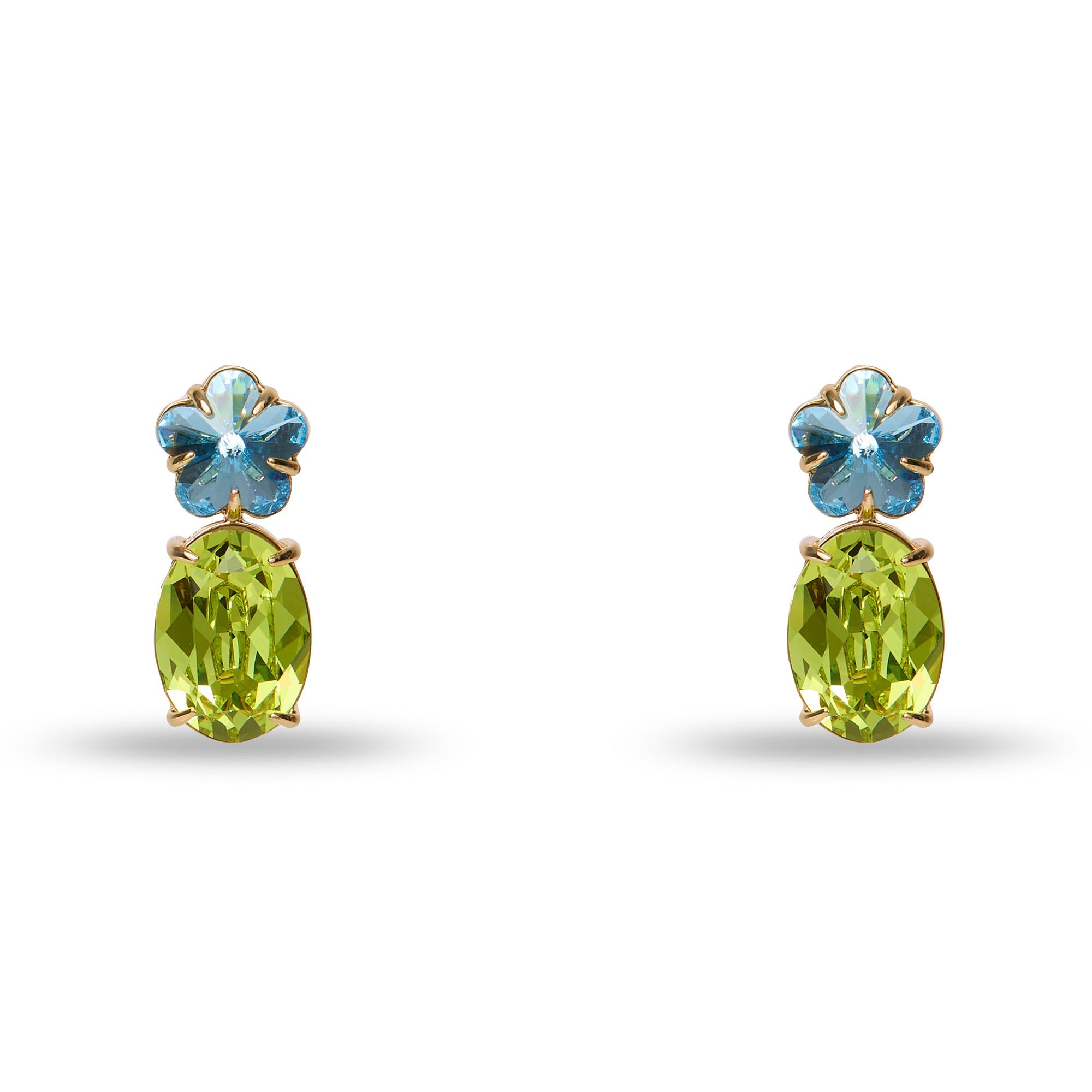Lele Sadoughi EARRINGS AQUAMARINE CITRIS SWAROVSKI FLORAL CRYSTAL EARRINGS
