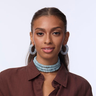 Lele Sadoughi EARRINGS ONE SIZE BLUE AVENTURINE HOOP EARRINGS