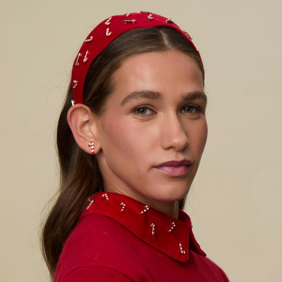 Lele Sadoughi EARRINGS CANDY CANE STUDS