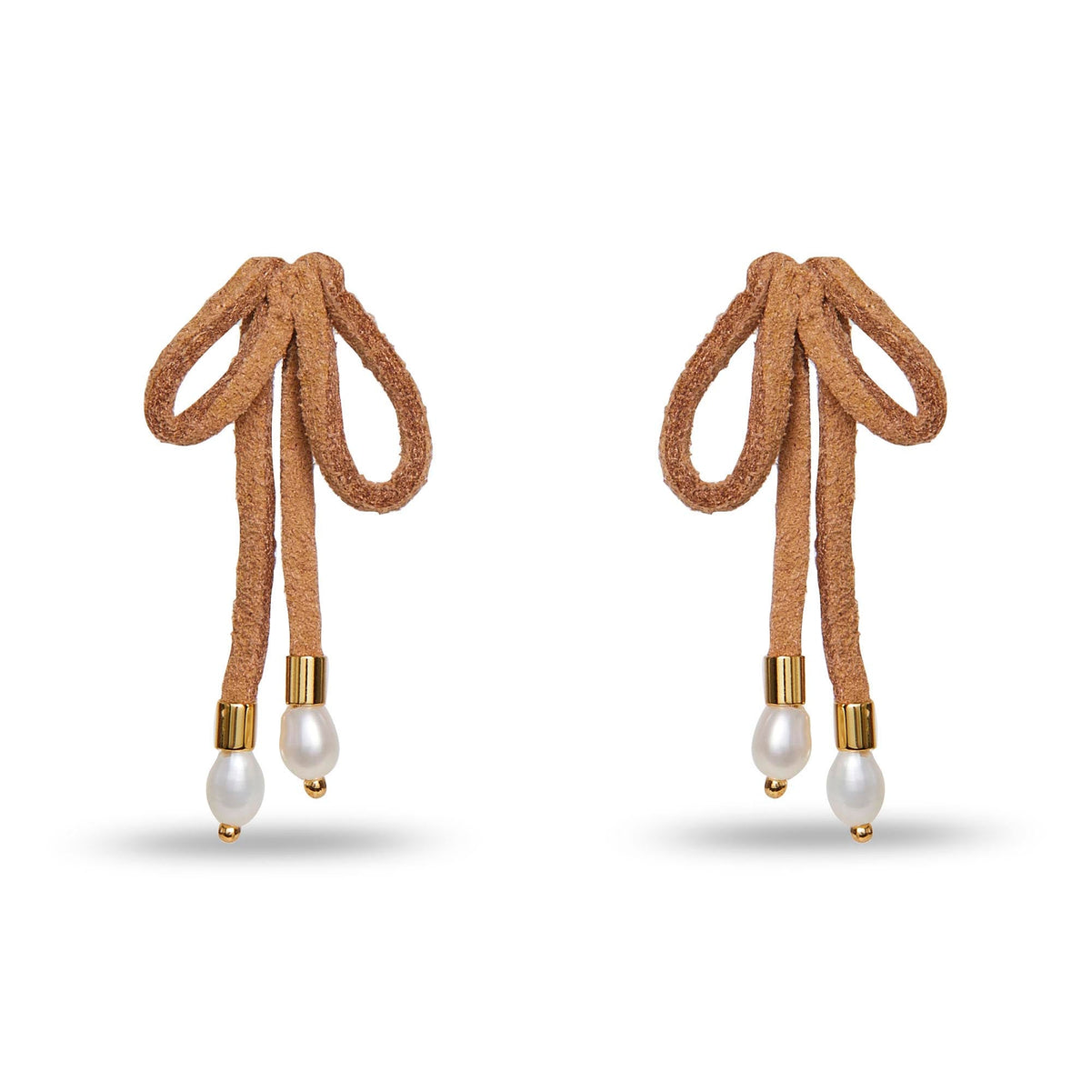 Lele Sadoughi EARRINGS CARAMEL FAUX SUEDE BOW EARRINGS