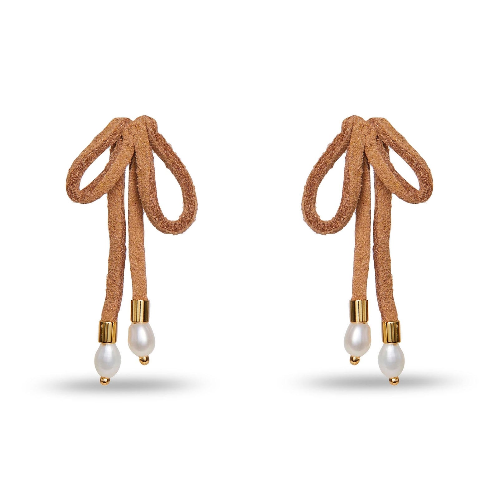 Lele Sadoughi EARRINGS CARAMEL FAUX SUEDE BOW EARRINGS