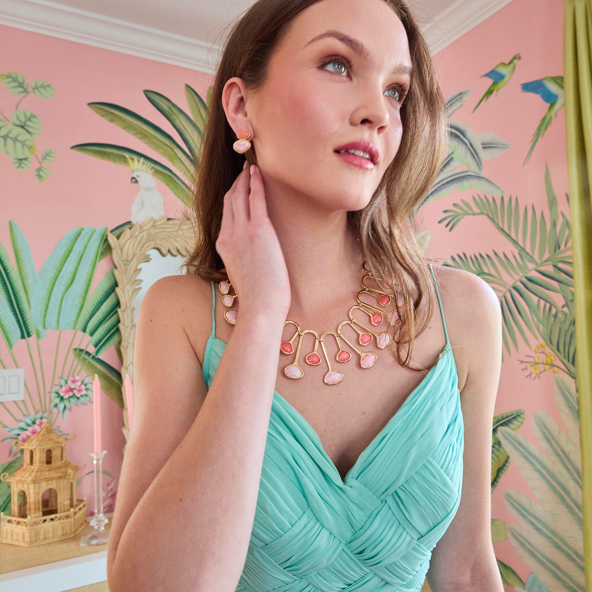 Lele Sadoughi EARRINGS CORAL FLAMINGO DUO DROP EARRINGS