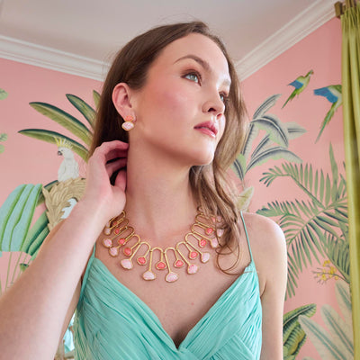 Lele Sadoughi EARRINGS CORAL FLAMINGO DUO DROP EARRINGS