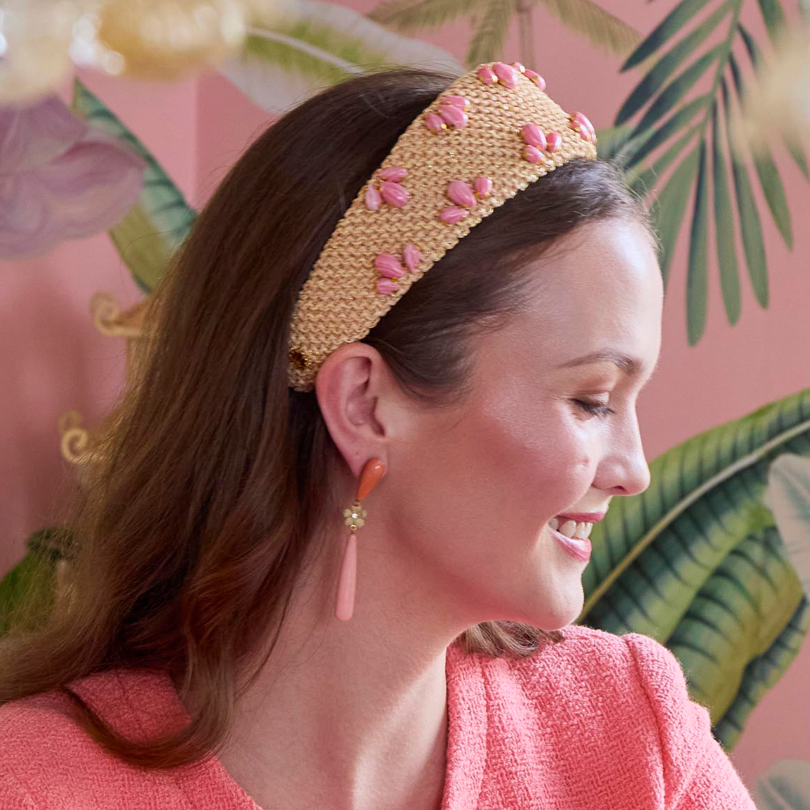 CORAL FLAMINGO LINEAR  EARRINGS