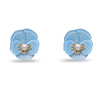 Lele Sadoughi EARRINGS CORNFLOWER BLUE PANSY BUTTON EARRINGS