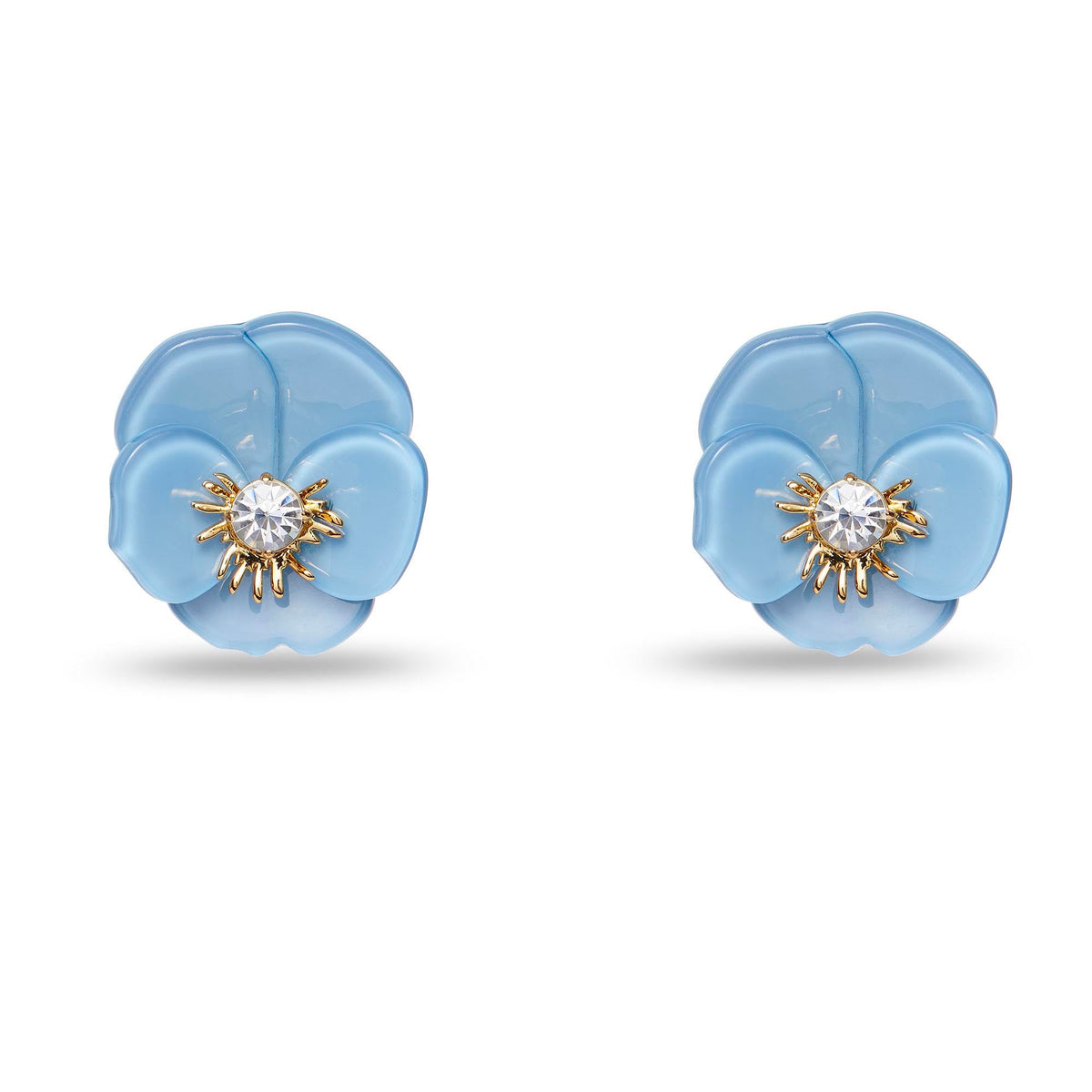 Lele Sadoughi EARRINGS CORNFLOWER BLUE PANSY BUTTON EARRINGS