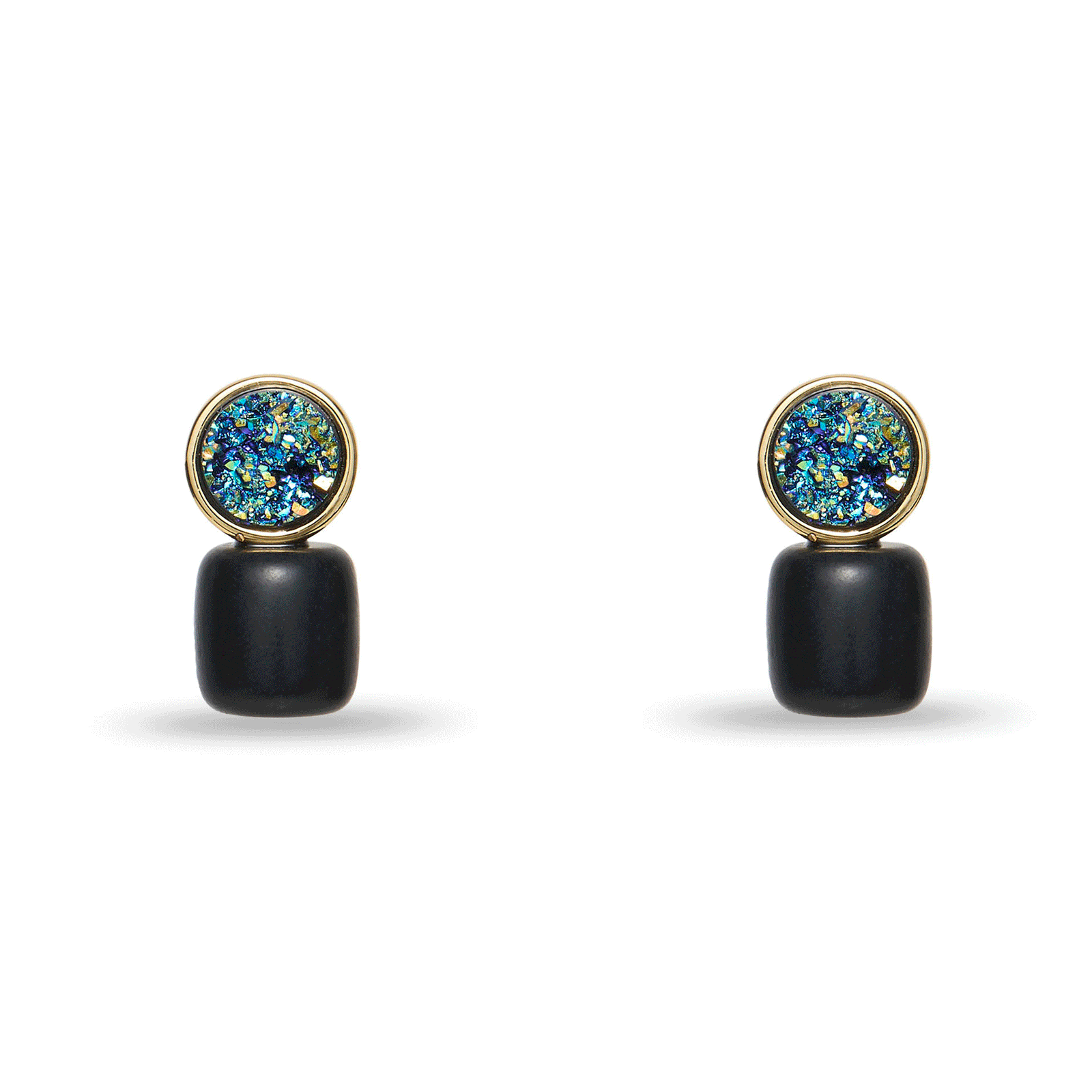 Lele Sadoughi EARRINGS COYOTE TWILIGHT AGATE PEBBLE STUD EARRINGS