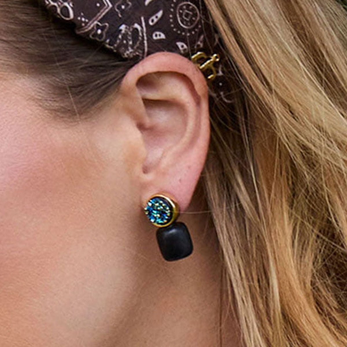 Lele Sadoughi EARRINGS COYOTE TWILIGHT AGATE PEBBLE STUD EARRINGS
