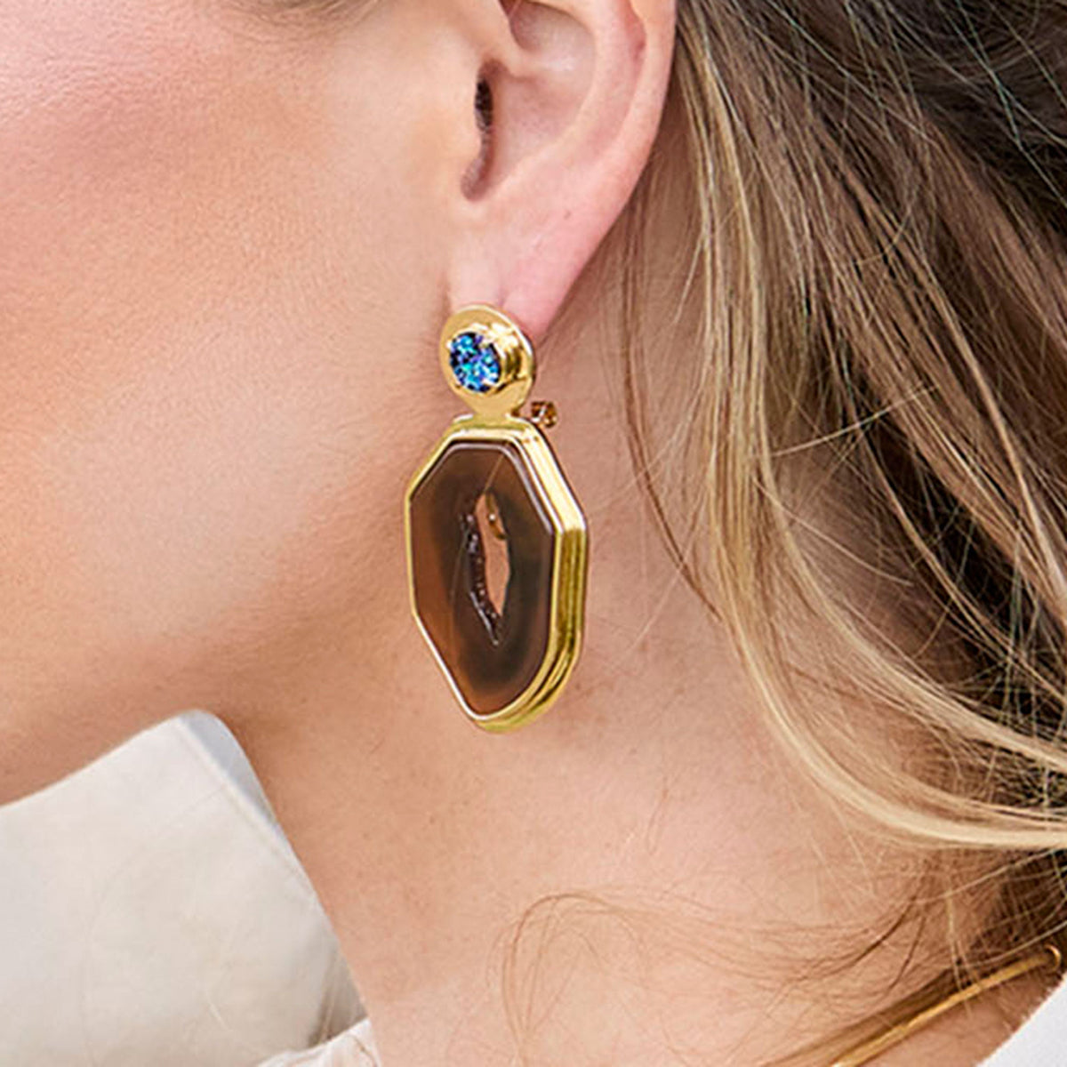 Lele Sadoughi Earrings COYOTE TWILIGHT AGATE STATEMENT EARRING