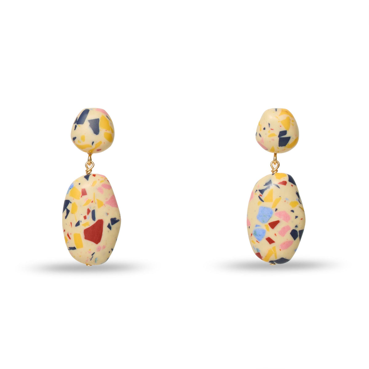 Lele Sadoughi EARRINGS CREAM TERRAZZO BAROQUE DOUBLE DROP EARRINGS