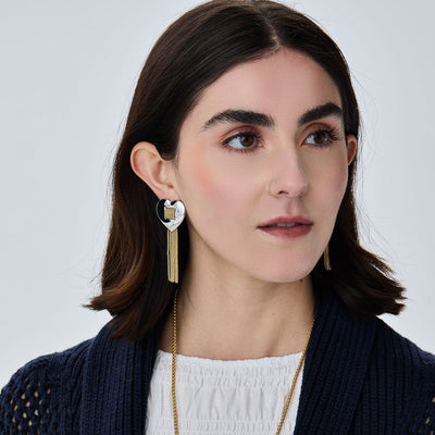 Lele Sadoughi EARRINGS DESERT METAL SWEETHEART FRINGE EARRINGS