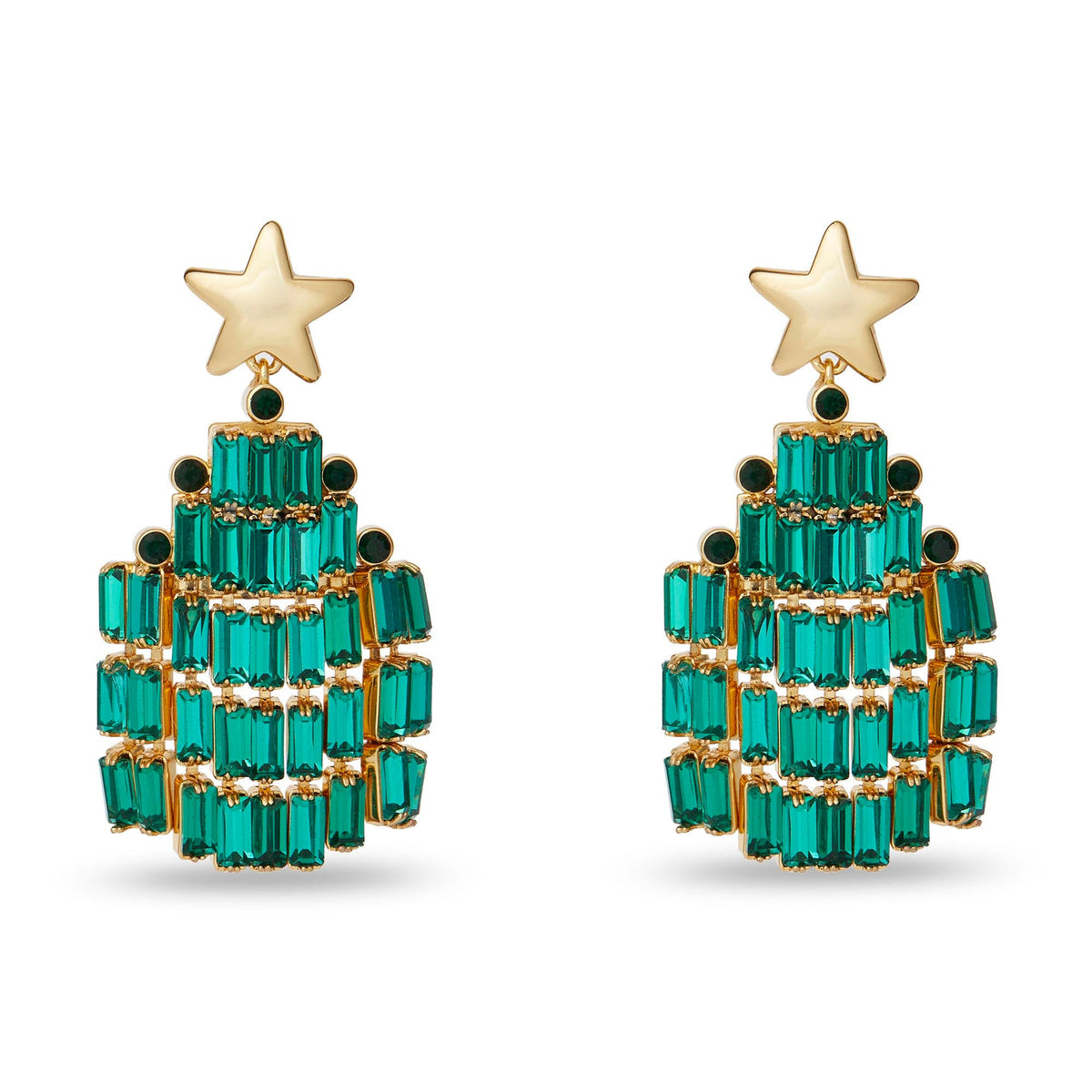 Lele Sadoughi EARRINGS EMERALD CRYSTAL CHRISTMAS TREE EARRINGS