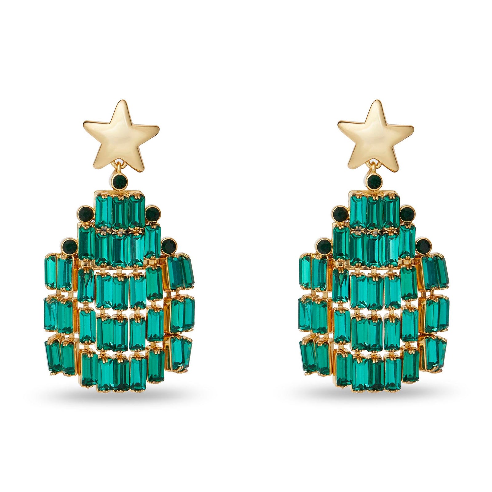 EMERALD CRYSTAL CHRISTMAS TREE EARRINGS