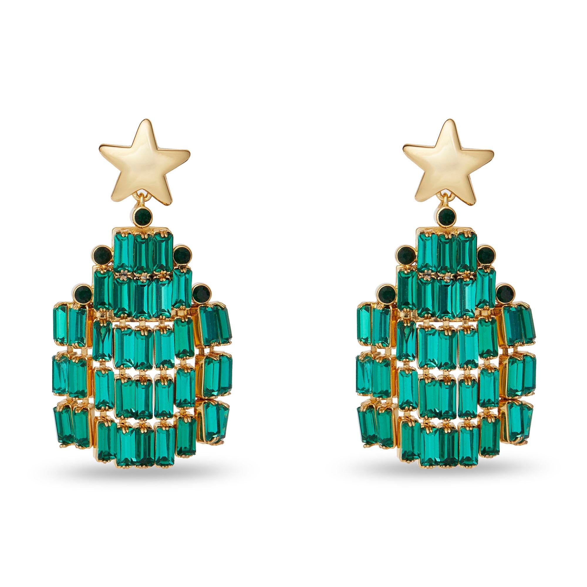 EMERALD CRYSTAL CHRISTMAS TREE EARRINGS