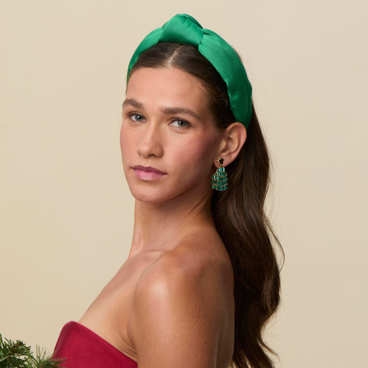 Lele Sadoughi EARRINGS EMERALD CRYSTAL CHRISTMAS TREE EARRINGS