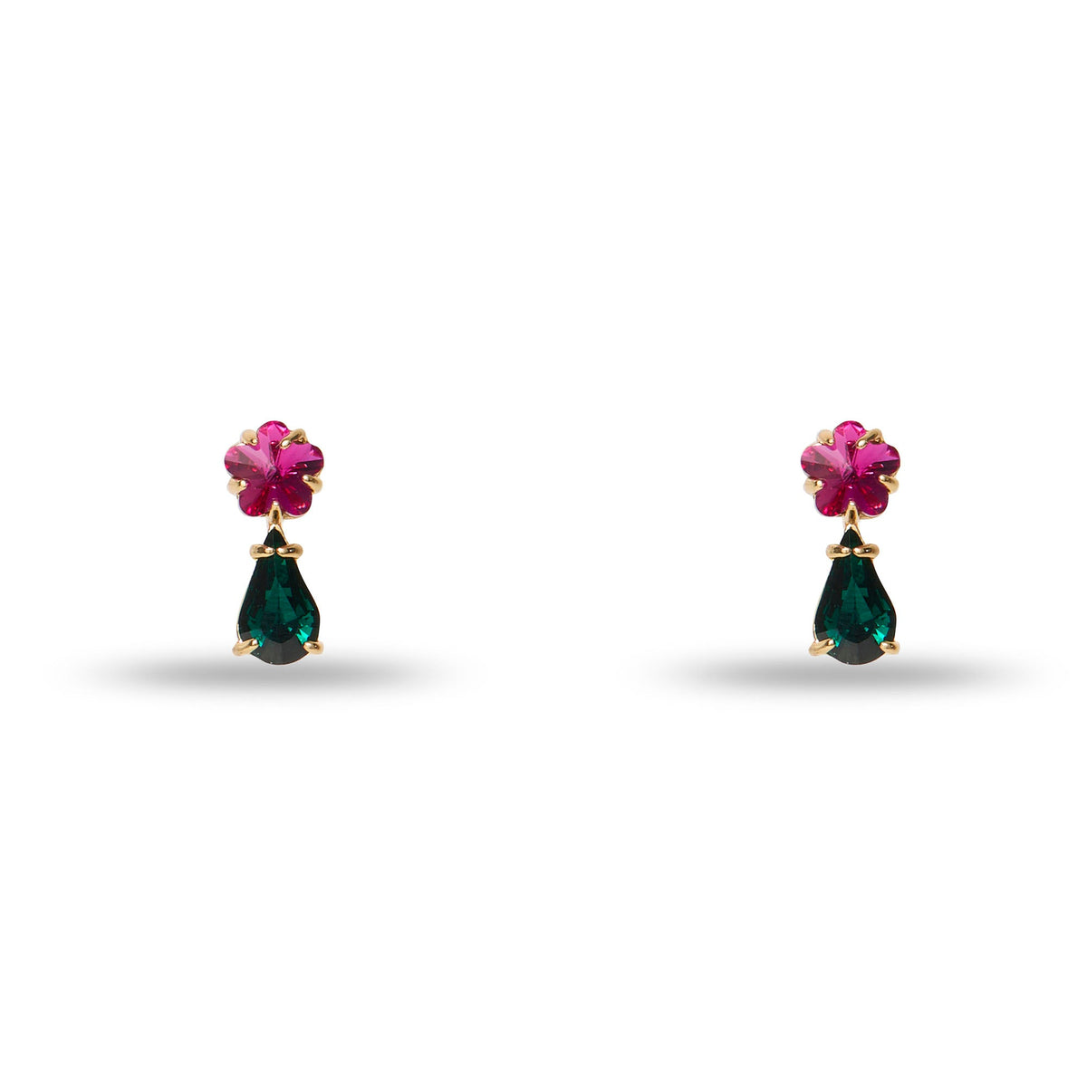 Lele Sadoughi EARRINGS EMERALD FUCHSIA SWAROVSKI FLORAL CRYSTAL EARRINGS