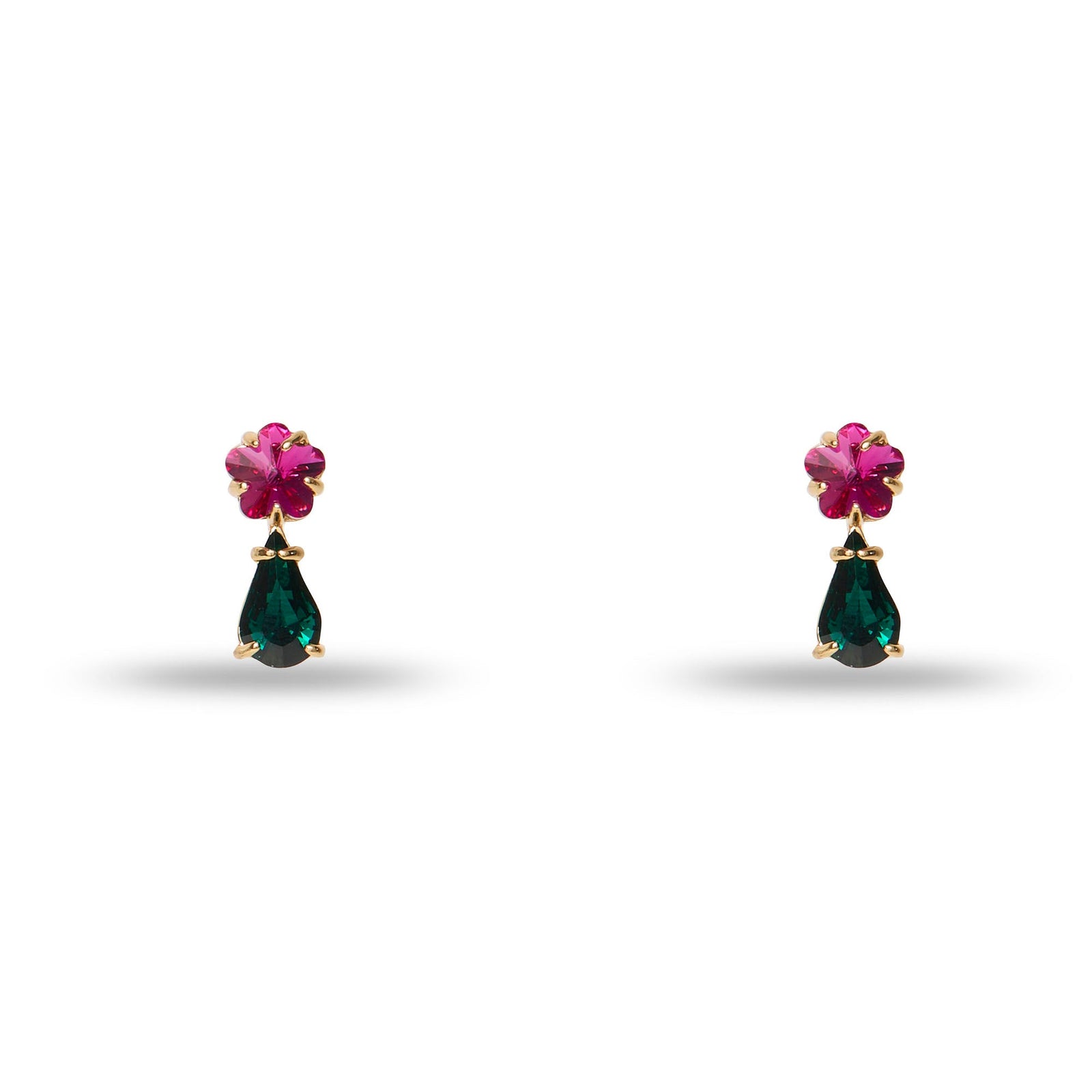 Lele Sadoughi EARRINGS EMERALD FUCHSIA SWAROVSKI FLORAL CRYSTAL EARRINGS