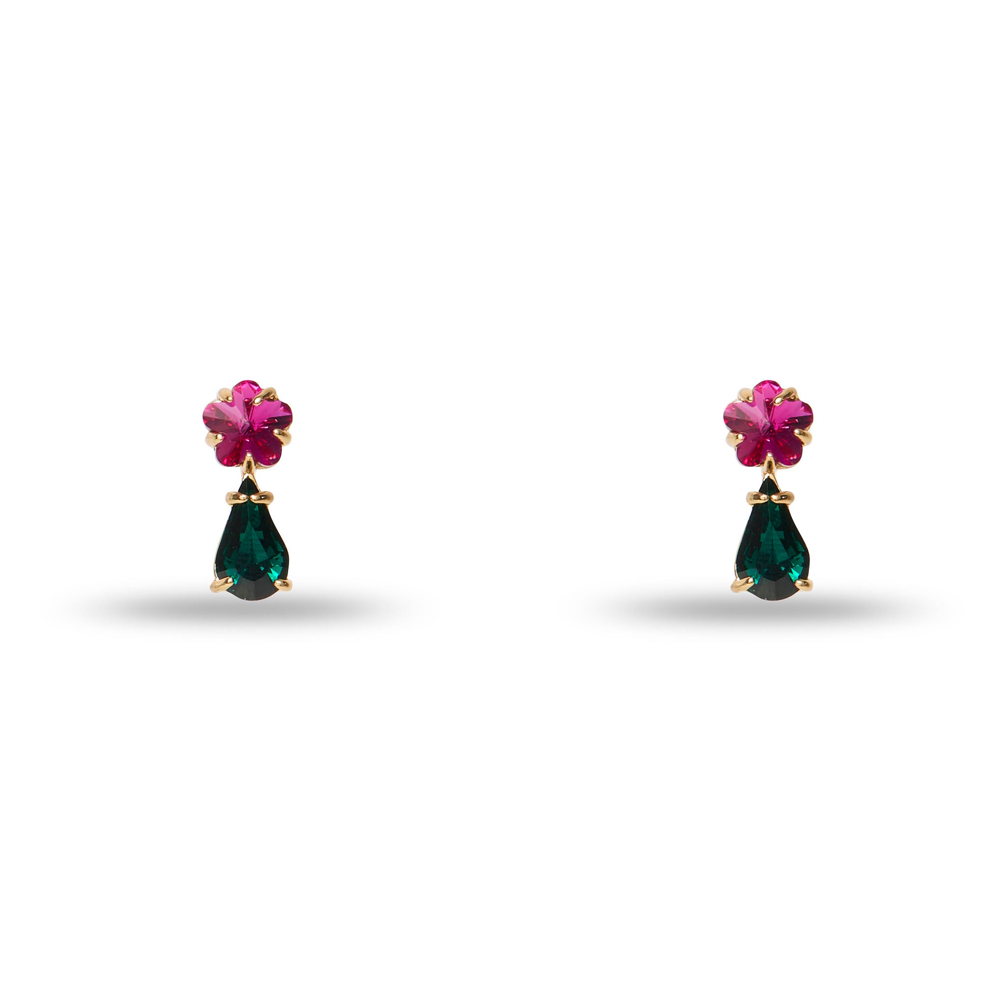 Lele Sadoughi EARRINGS EMERALD FUCHSIA SWAROVSKI FLORAL CRYSTAL EARRINGS