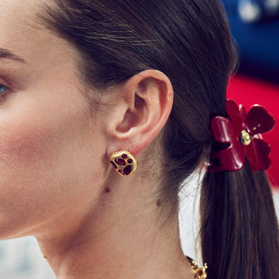 Lele Sadoughi EARRINGS ONE SIZE GARNET MOLTEN BUTTON EARRINGS