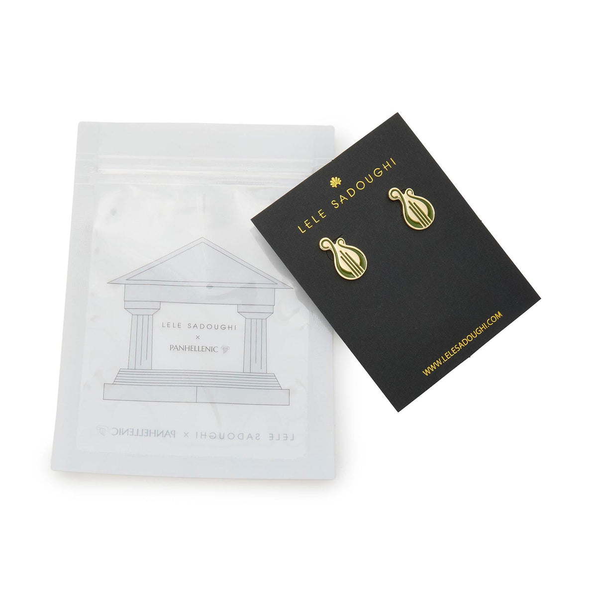 Lele Sadoughi EARRINGS GOLD ALPHA CHI OMEGA STUD EARRINGS