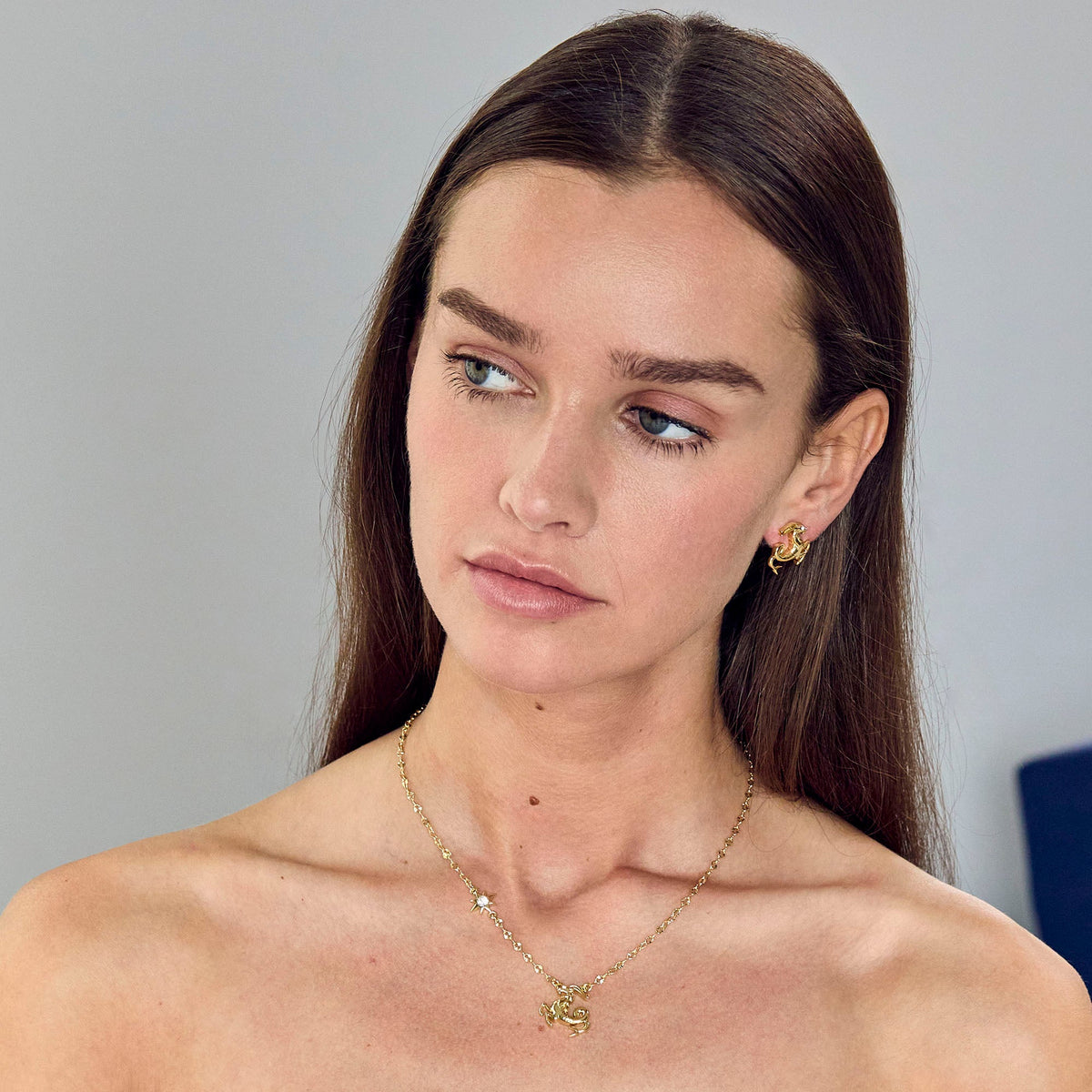 Lele Sadoughi EARRINGS GOLD CAPRICORN ZODIAC STUD EARRINGS