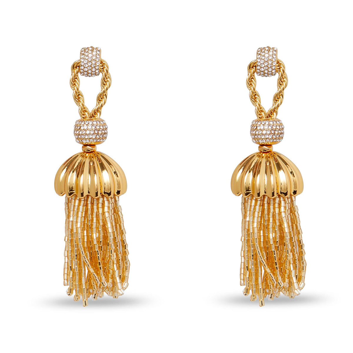 Lele Sadoughi EARRINGS GOLD CHATEAU ROPE TASSEL EARRINGS