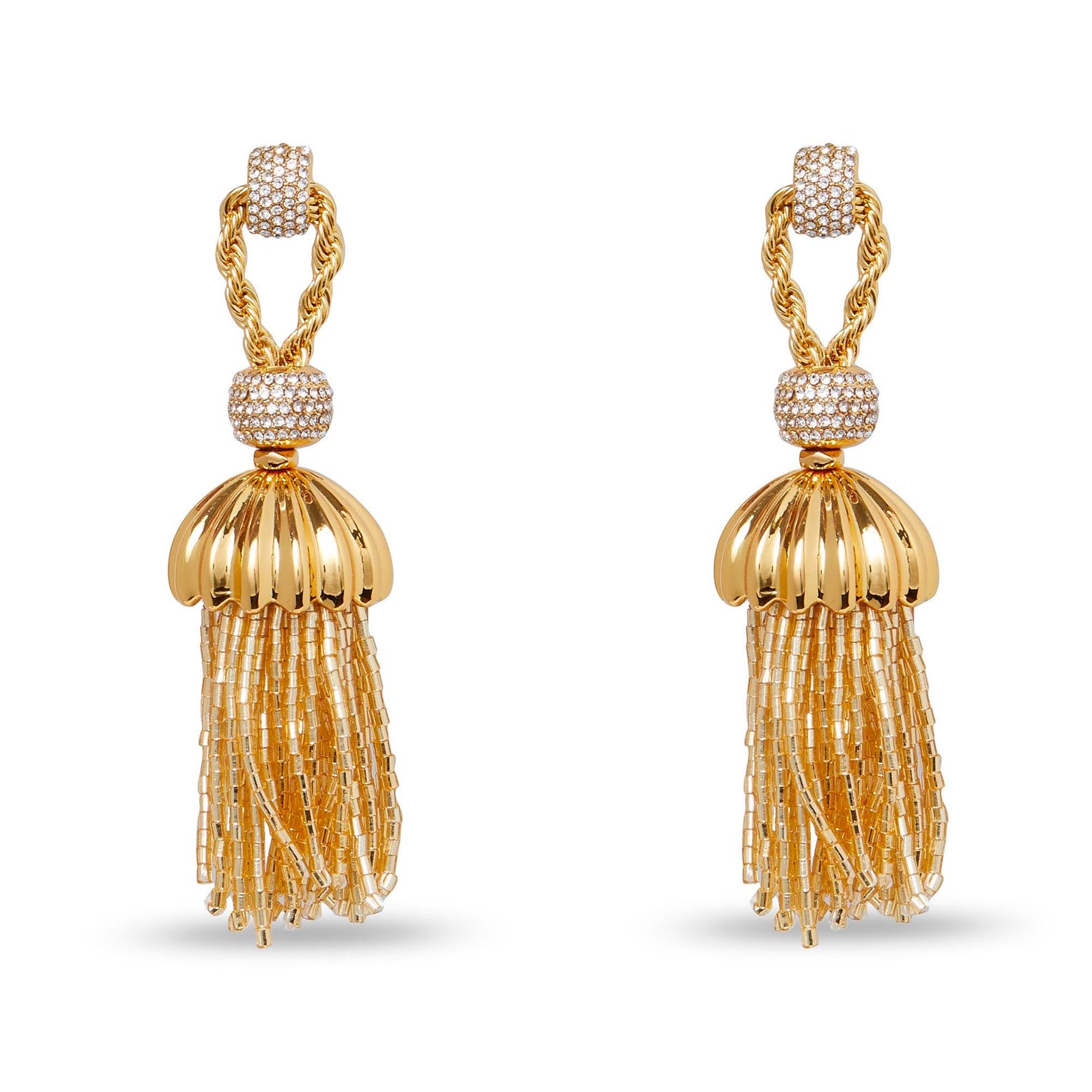 Lele Sadoughi EARRINGS GOLD CHATEAU ROPE TASSEL EARRINGS