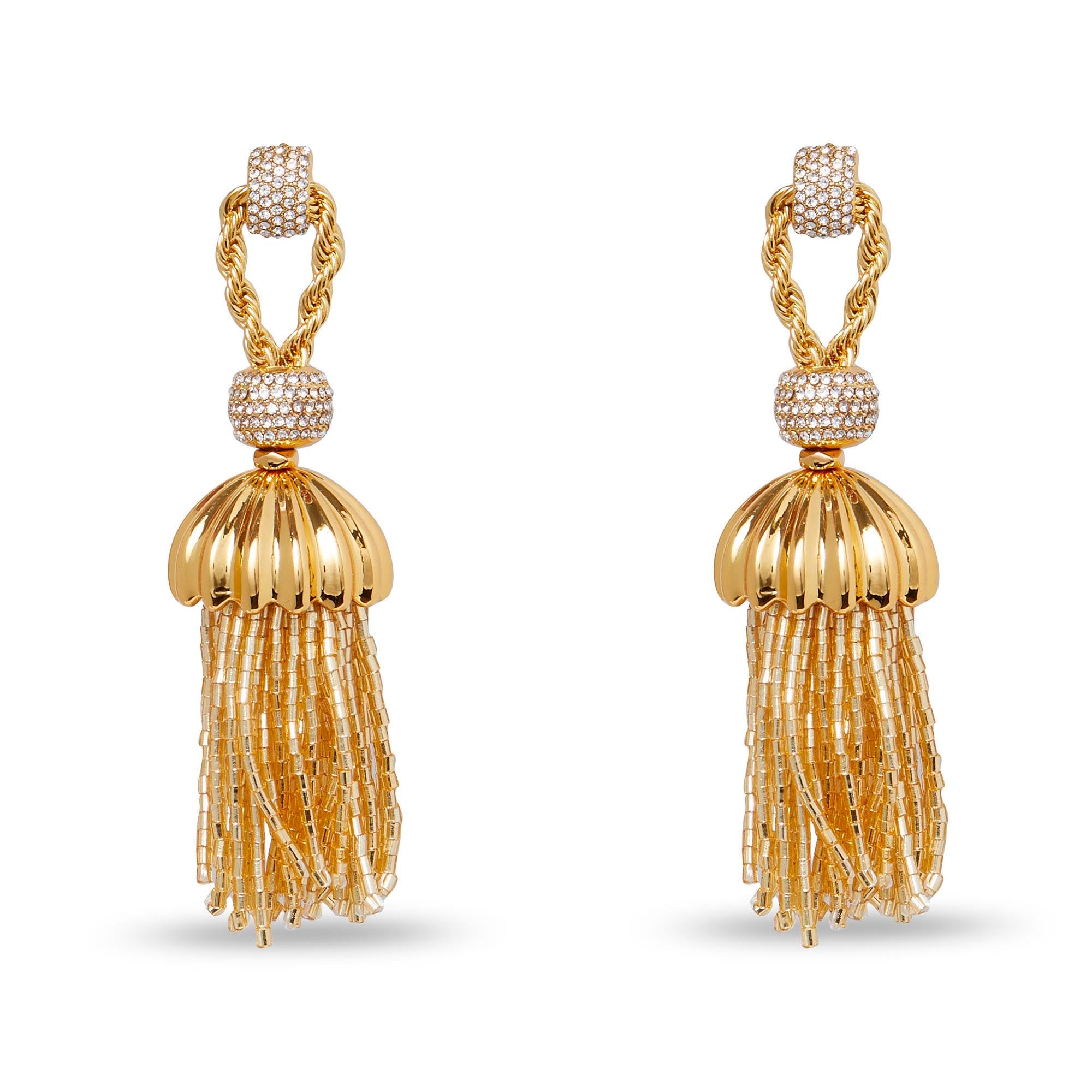 Lele Sadoughi EARRINGS GOLD CHATEAU ROPE TASSEL EARRINGS