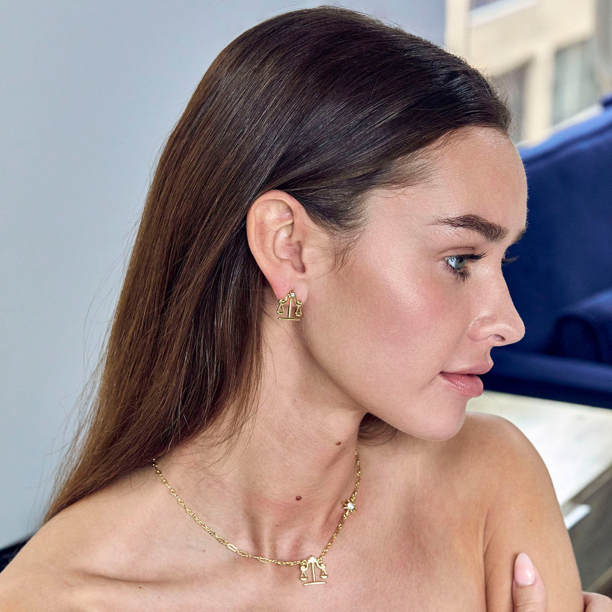 Lele Sadoughi EARRINGS GOLD LIBRA ZODIAC STUD EARRINGS