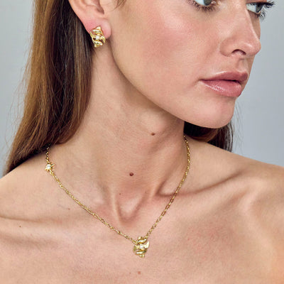 Lele Sadoughi EARRINGS GOLD PISCES ZODIAC STUD EARRINGS