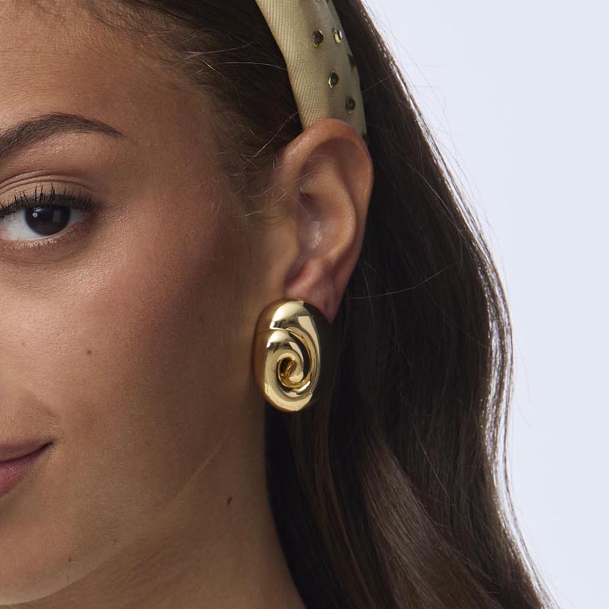 Lele Sadoughi EARRINGS GOLD SPIRAL DOME CLIP ON EARRINGS