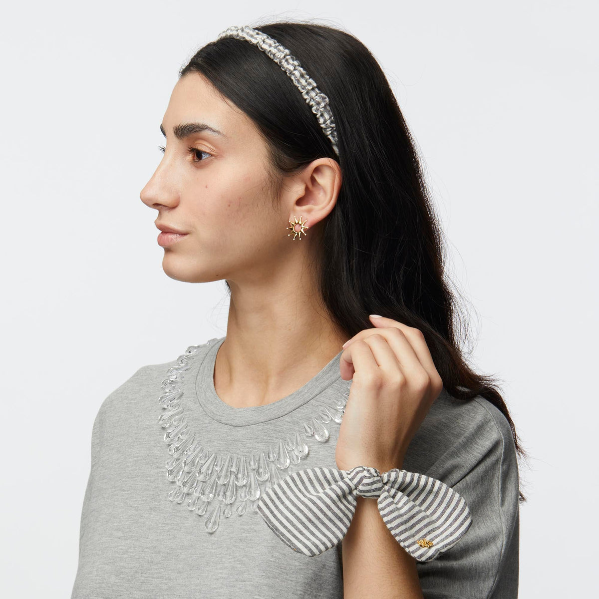 LELE SADOUGHI EARRINGS GOLD SUN CRYSTAL STUD EARRING