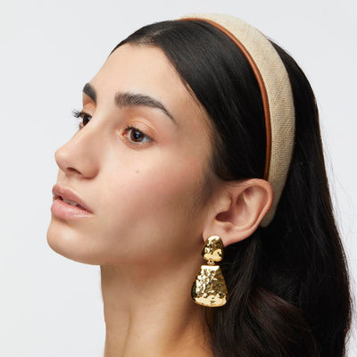 Lele Sadoughi HEADBANDS NATURAL CANVAS BESSETTE FAUX LEATHER TRIM HEADBAND