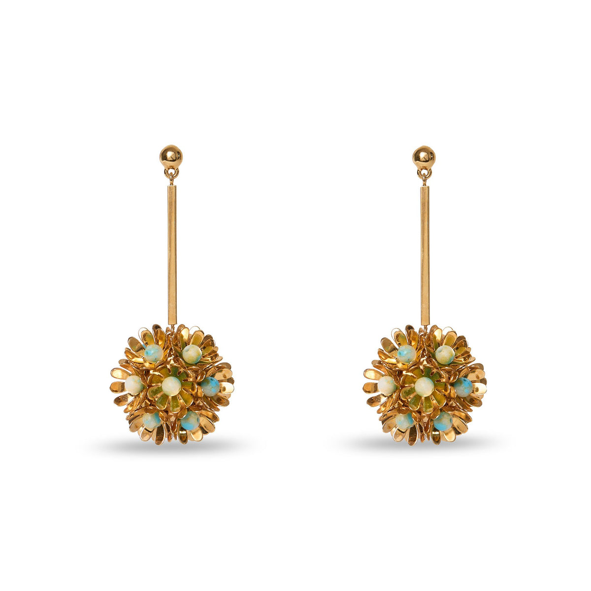 Lele Sadoughi EARRINGS GOLDEN TURQUOISE PLUMERIA DROP EARRINGS