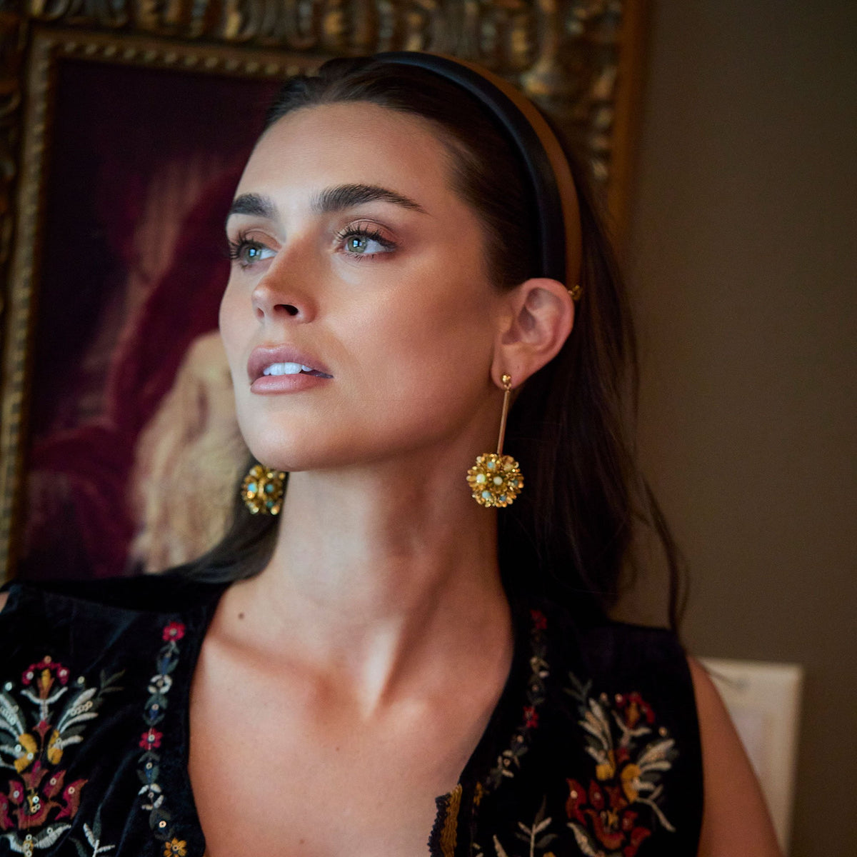 Lele Sadoughi EARRINGS GOLDEN TURQUOISE PLUMERIA DROP EARRINGS