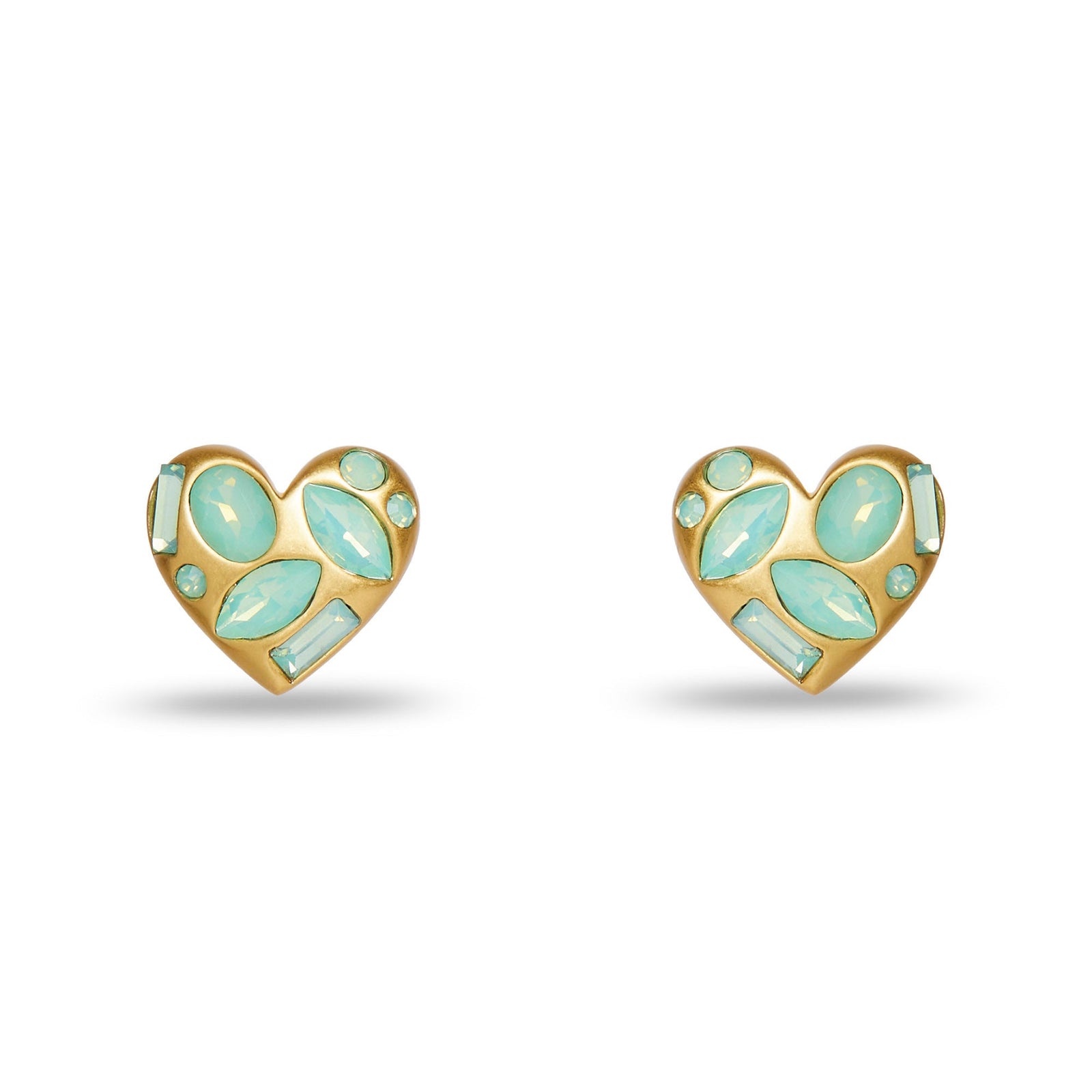 Lele Sadoughi EARRINGS JADE CRYSTAL MOLTEN HEART BUTTON EARRINGS