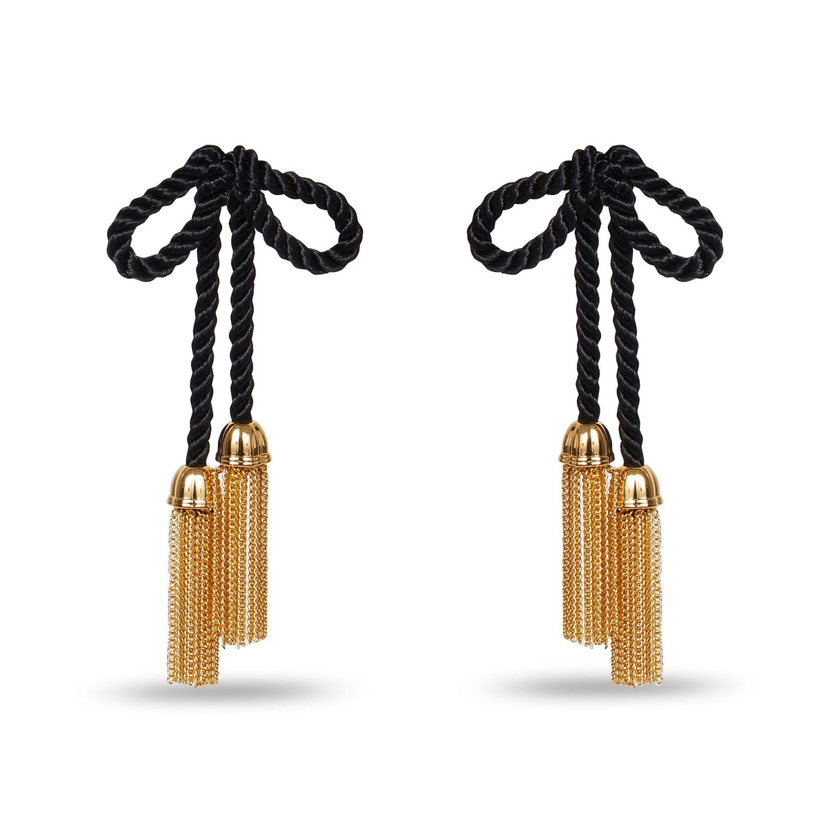 Lele Sadoughi EARRINGS JET BOW TASSEL EARRINGS