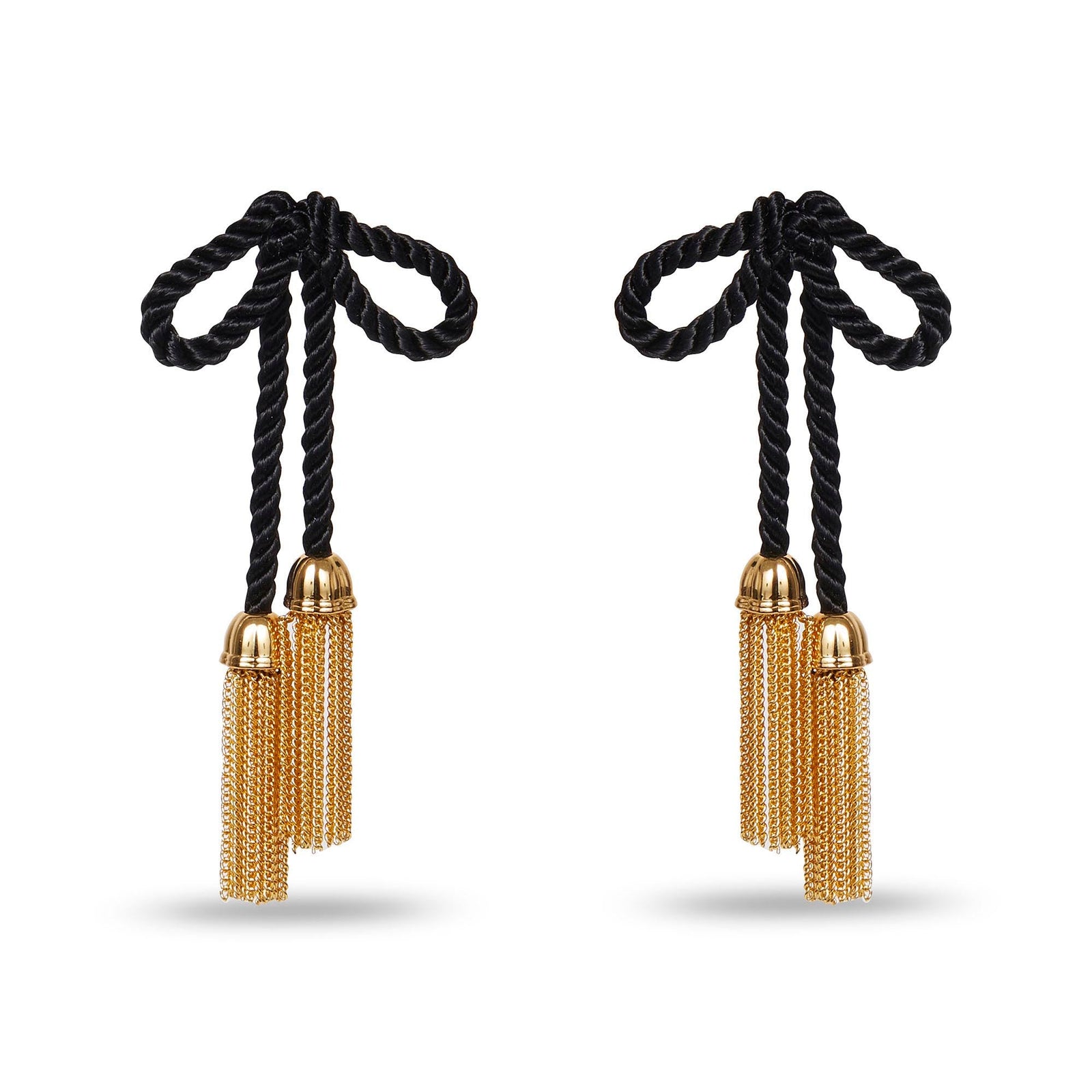 JET BOW TASSEL EARRINGS
