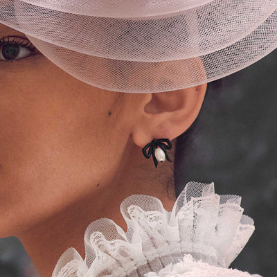 Lele Sadoughi EARRINGS JET THE MET X LELE RENOIR BOW STUD EARRINGS