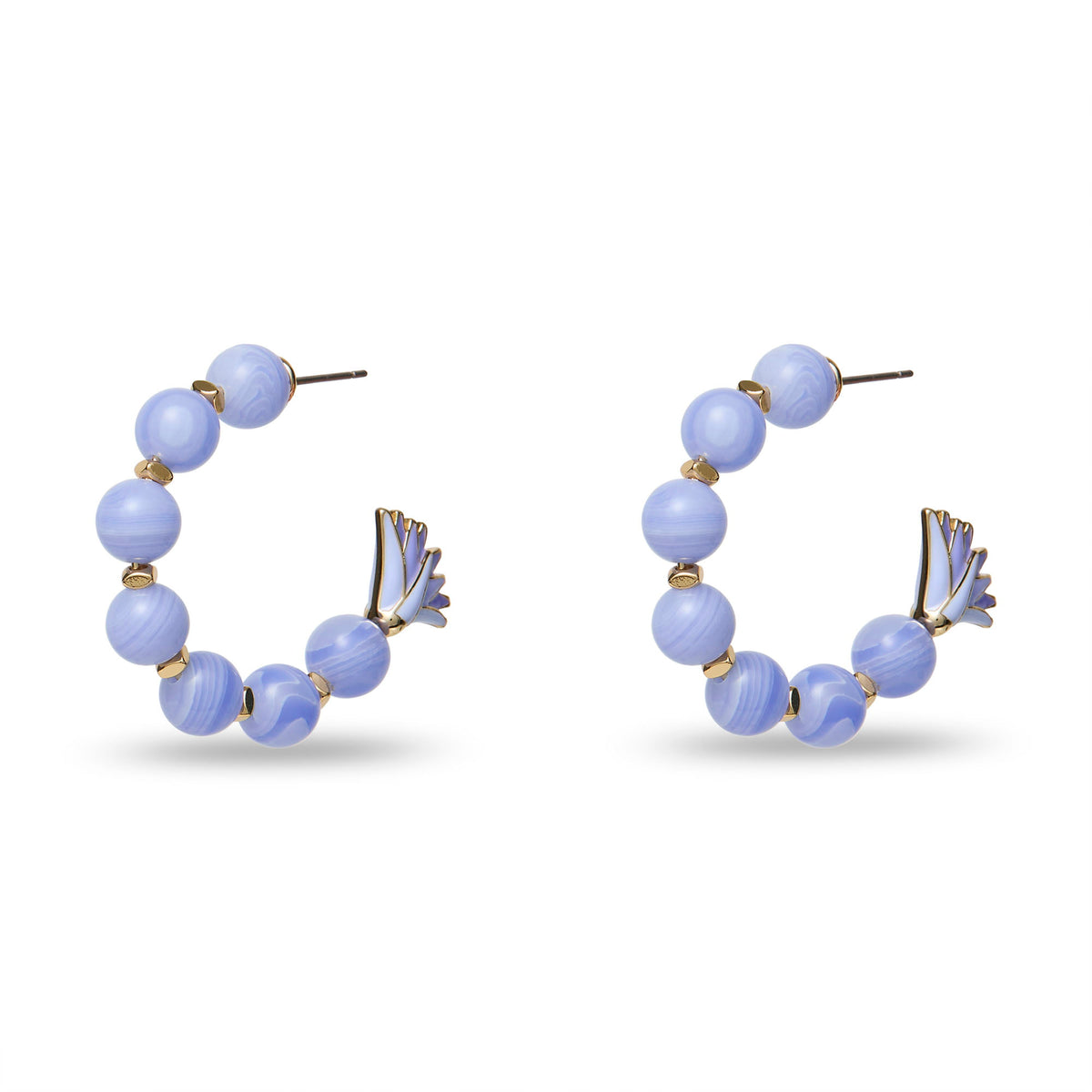 Lele Sadoughi EARRINGS LAVENDER ENAMEL LOTUS HOOP EARRINGS