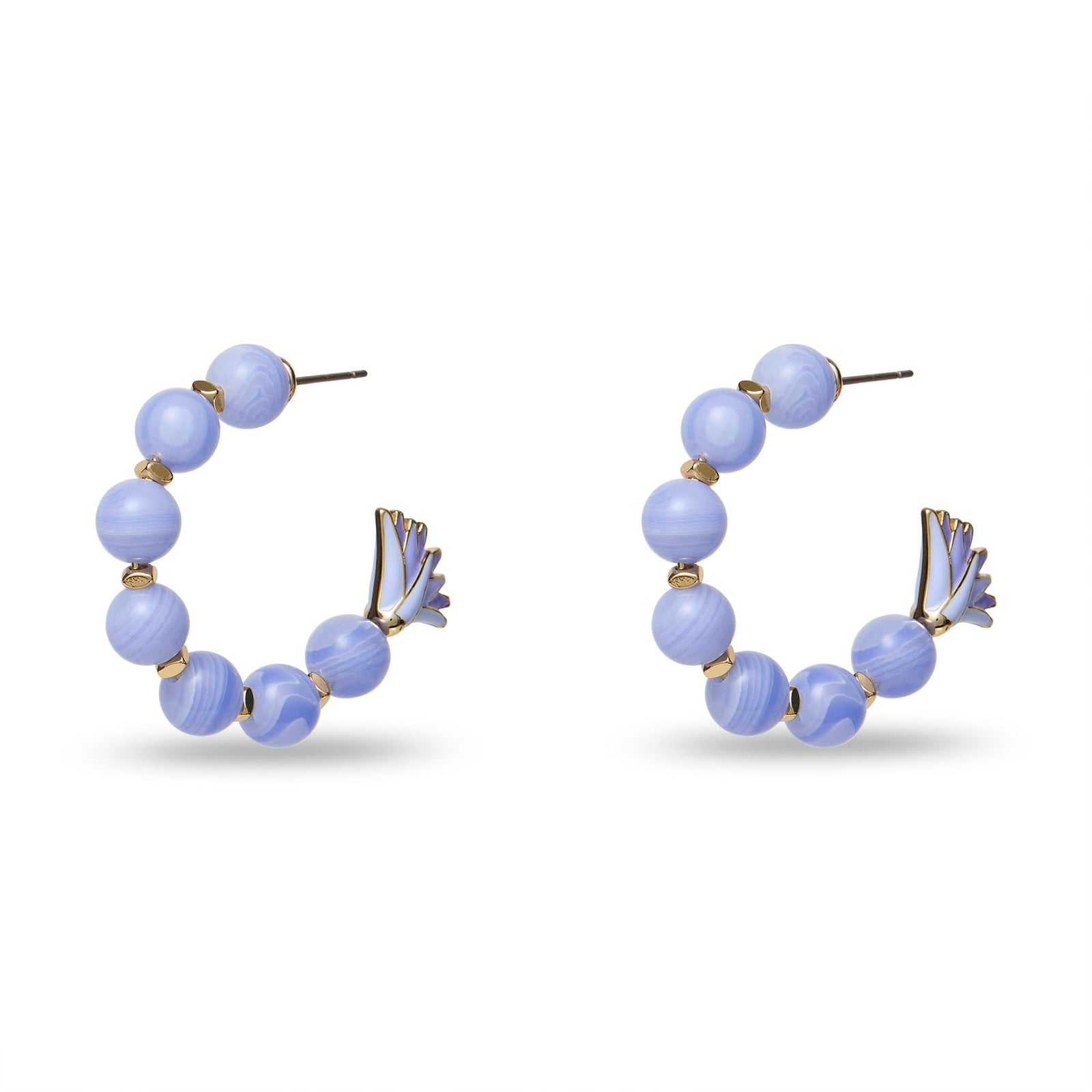 Lele Sadoughi EARRINGS LAVENDER ENAMEL LOTUS HOOP EARRINGS