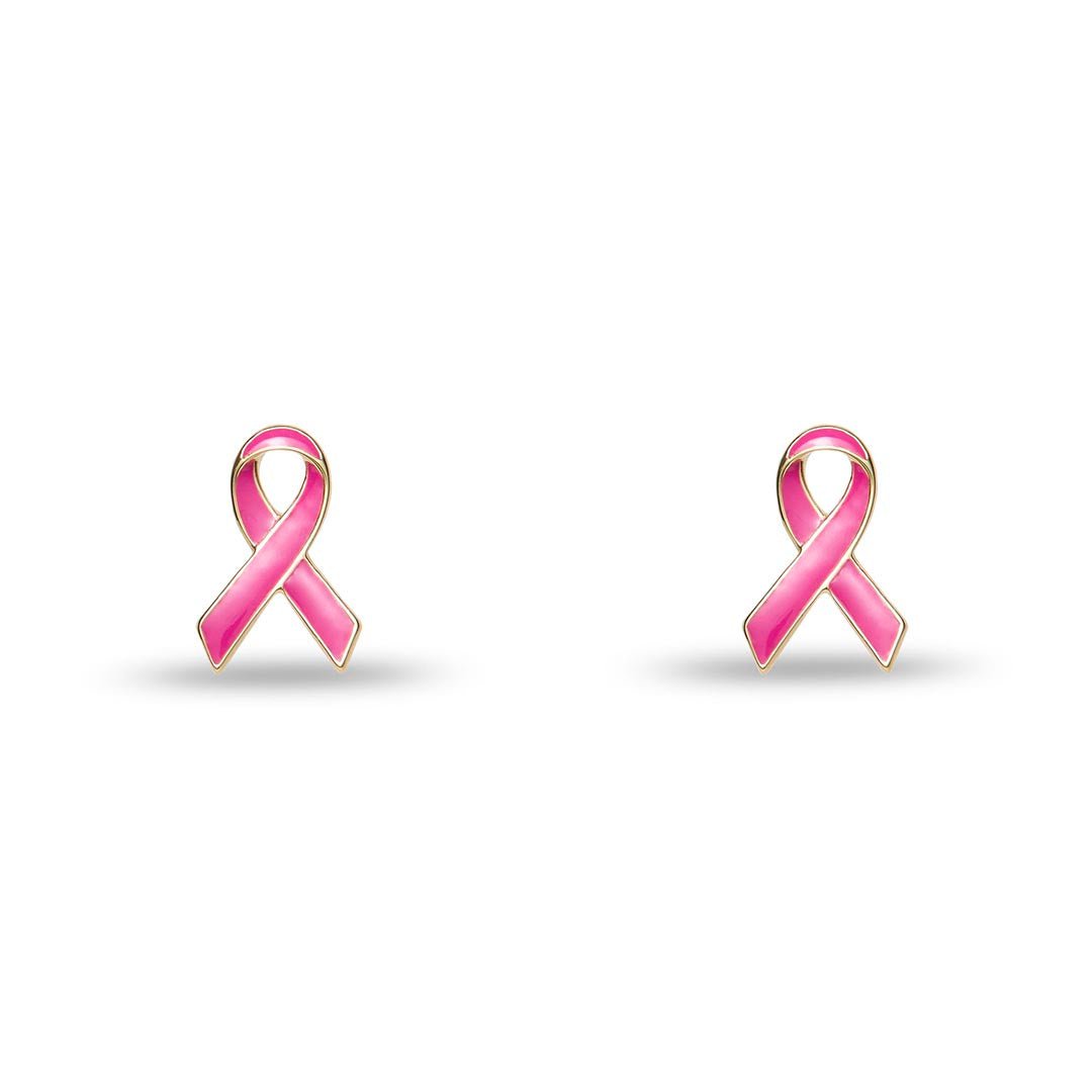 Lele Sadoughi EARRINGS LIPSTICK PINK BREAST CANCER AWARENESS HEART RIBBON STUD EARRINGS