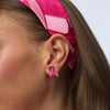 Lele Sadoughi EARRINGS LIPSTICK PINK BREAST CANCER AWARENESS HEART RIBBON STUD EARRINGS
