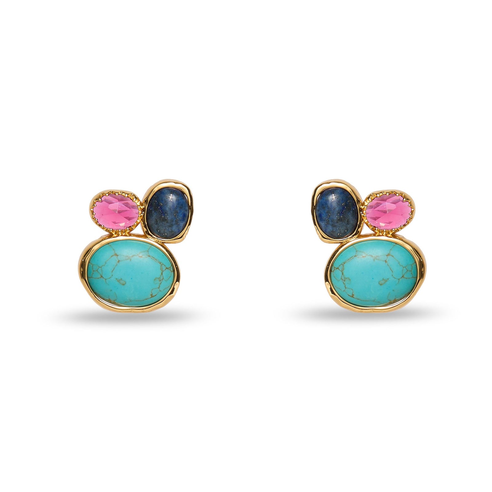 Lele Sadoughi EARRINGS MULTI GEM CALYPSO BUTTON EARRINGS