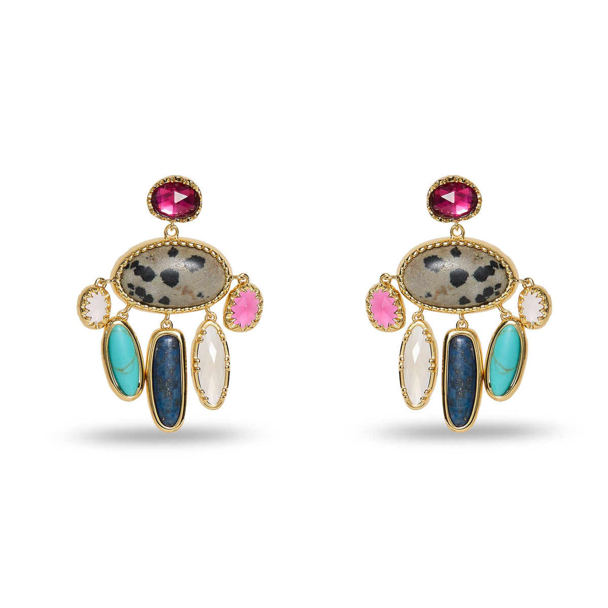 Lele Sadoughi EARRINGS MULTI GEM CALYPSO STONE CHANDELIER EARRING