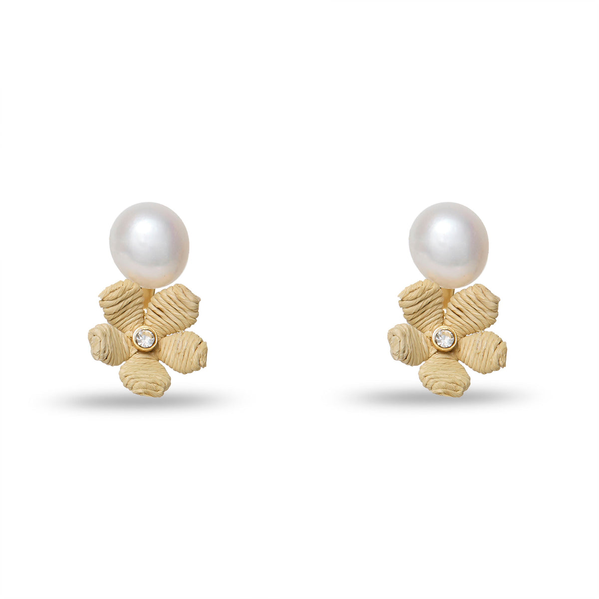 Lele Sadoughi EARRINGS NATURAL FLORAL DOUBLE DROP EARRINGS
