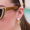 Lele Sadoughi EARRINGS NATURAL FLORAL DOUBLE DROP EARRINGS