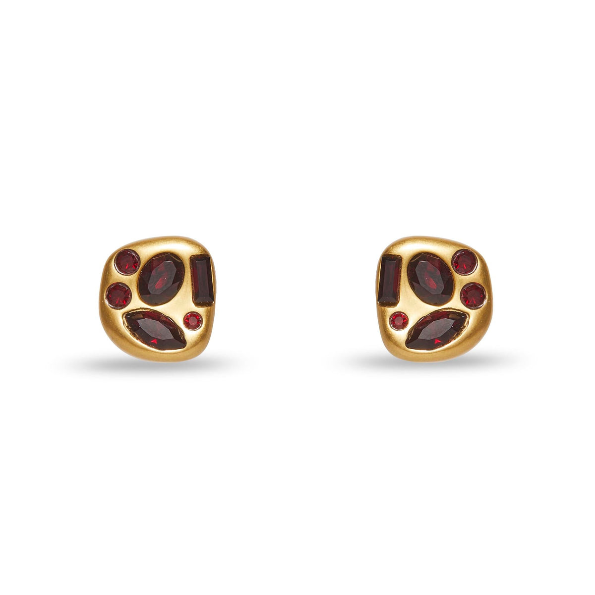Lele Sadoughi EARRINGS ONE SIZE GARNET MOLTEN BUTTON EARRINGS